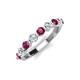 3 - Venice 3.00 mm Round Rhodolite Garnet and Diamond 9 Stone Wedding Band 