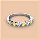 2 - Venice 3.00 mm Round Yellow Sapphire and Diamond 9 Stone Wedding Band 