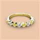 2 - Venice 3.00 mm Round Yellow and White Diamond 9 Stone Wedding Band 