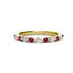 1 - Venice 2.50 mm Round Rhodolite Garnet and Lab Grown Diamond 11 Stone Wedding Band 