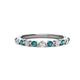 1 - Venice 2.50 mm Round London Blue Topaz and Lab Grown Diamond 11 Stone Wedding Band 