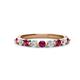 1 - Venice 2.70 mm Round Rhodolite Garnet and Lab Grown Diamond 9 Stone Wedding Band 
