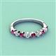 2 - Venice 2.70 mm Round Rhodolite Garnet and Lab Grown Diamond 9 Stone Wedding Band 