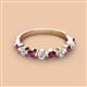 2 - Venice 3.00 mm Round Rhodolite Garnet and Lab Grown Diamond 9 Stone Wedding Band 