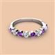 2 - Venice 3.00 mm Round Amethyst and Lab Grown Diamond 9 Stone Wedding Band 