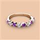 2 - Venice 3.00 mm Round Amethyst and Lab Grown Diamond 9 Stone Wedding Band 