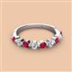 2 - Venice 3.00 mm Round Ruby and Lab Grown Diamond 9 Stone Wedding Band 