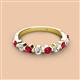 2 - Venice 3.00 mm Round Ruby and Lab Grown Diamond 9 Stone Wedding Band 