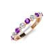 3 - Venice 3.00 mm Round Amethyst and Lab Grown Diamond 9 Stone Wedding Band 