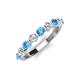 3 - Venice 3.00 mm Round Blue Topaz and Lab Grown Diamond 9 Stone Wedding Band 