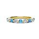 1 - Venice 3.00 mm Round Blue Topaz and Lab Grown Diamond 9 Stone Wedding Band 