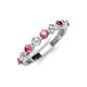 3 - Venice 3.00 mm Round Pink Tourmaline and Lab Grown Diamond 9 Stone Wedding Band 