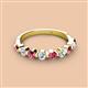 2 - Venice 3.00 mm Round Pink Tourmaline and Lab Grown Diamond 9 Stone Wedding Band 