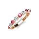 3 - Venice 3.00 mm Round Pink Tourmaline and Lab Grown Diamond 9 Stone Wedding Band 
