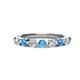 1 - Venice 3.00 mm Round Blue Topaz and Lab Grown Diamond 9 Stone Wedding Band 