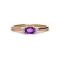 1 - Vera 6x4 mm Oval Shape Amethyst and Round Diamond Promise Ring 