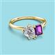 3 - Nadya Pear Shape IGI Certified Lab Grown Diamond & Emerald Shape Amethyst 2 Stone Duo Ring 