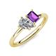 4 - Nadya Pear Shape IGI Certified Lab Grown Diamond & Emerald Shape Amethyst 2 Stone Duo Ring 