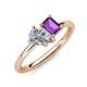 4 - Nadya Pear Shape IGI Certified Lab Grown Diamond & Emerald Shape Amethyst 2 Stone Duo Ring 