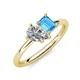 4 - Nadya Pear Shape IGI Certified Lab Grown Diamond & Emerald Shape Blue Topaz 2 Stone Duo Ring 