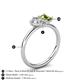 5 - Nadya Pear Shape Forever One Moissanite & Emerald Shape Peridot 2 Stone Duo Ring 