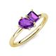 4 - Nadya Pear & Emerald Shape Amethyst 2 Stone Duo Ring 