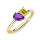 4 - Nadya Pear Shape Amethyst & Emerald Shape Yellow Sapphire 2 Stone Duo Ring 