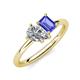 4 - Nadya Pear Shape GIA Certified Diamond & Emerald Shape Tanzanite 2 Stone Duo Ring 