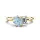 1 - Nadya Pear Shape Aquamarine & Emerald Shape Certified Lab Grown Diamond 2 Stone Duo Ring 
