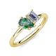 4 - Nadya Pear Shape Lab Created Alexandrite & Emerald Shape Certified Lab Grown Diamond 2 Stone Duo Ring 