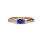 1 - Vera 6x4 mm Oval Shape Blue Sapphire and Round Lab Grown Diamond Promise Ring 