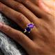 6 - Nadya Pear Shape Amethyst & Emerald Shape Blue Sapphire 2 Stone Duo Ring 