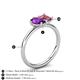 5 - Nadya Pear Shape Amethyst & Emerald Shape Pink Tourmaline 2 Stone Duo Ring 