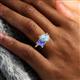 6 - Nadya Pear Shape Aquamarine & Emerald Shape Tanzanite 2 Stone Duo Ring 