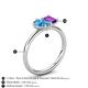 5 - Nadya Pear Shape Blue Topaz & Emerald Shape Amethyst 2 Stone Duo Ring 