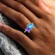 6 - Nadya Pear Shape Blue Topaz & Emerald Shape Tanzanite 2 Stone Duo Ring 