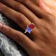 6 - Nadya Pear Shape Lab Created Ruby & Emerald Shape Tanzanite 2 Stone Duo Ring 