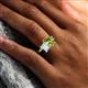 6 - Nadya Pear Shape Peridot & Emerald Shape Aquamarine 2 Stone Duo Ring 