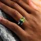 6 - Nadya Pear Shape Peridot & Emerald Shape London Blue Topaz 2 Stone Duo Ring 