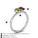 5 - Nadya Pear Shape Peridot & Emerald Shape Rhodolite Garnet 2 Stone Duo Ring 