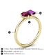 5 - Nadya Pear Shape Rhodolite Garnet & Emerald Shape Amethyst 2 Stone Duo Ring 
