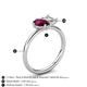 5 - Nadya Pear Shape Rhodolite Garnet & Emerald Shape Forever Brilliant Moissanite 2 Stone Duo Ring 