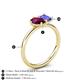 5 - Nadya Pear Shape Rhodolite Garnet & Emerald Shape Tanzanite 2 Stone Duo Ring 