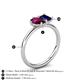 5 - Nadya Pear Shape Rhodolite Garnet & Emerald Shape Blue Sapphire 2 Stone Duo Ring 