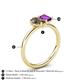 5 - Nadya Pear Shape Smoky Quartz & Emerald Shape Amethyst 2 Stone Duo Ring 