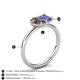 5 - Nadya Pear Shape Smoky Quartz & Emerald Shape Tanzanite 2 Stone Duo Ring 