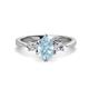 1 - Naomi 1.60 ctw Aquamarine Pear Shape (9x7 mm) accented Natural Diamond Three Stone Women Engagement Ring 