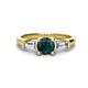 1 - Zosia 6.50 mm Round London Blue Topaz and Tapered Baguette Diamond Three Stone Engagement Ring  