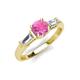 3 - Zosia 6.00 mm Round Lab Created Pink Sapphire and Tapered Baguette Diamond Three Stone Engagement Ring  