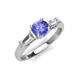 3 - Zosia 6.50 mm Round Tanzanite and Tapered Baguette Diamond Three Stone Engagement Ring  